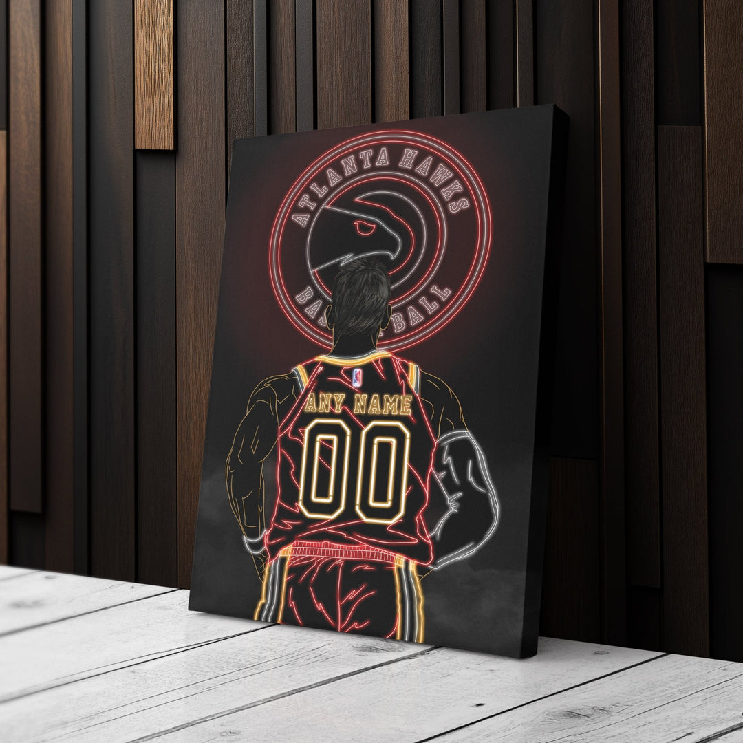 Atlanta Hawks Personalized Jersey Canvas | Neon Wall Art - CanvasNeon