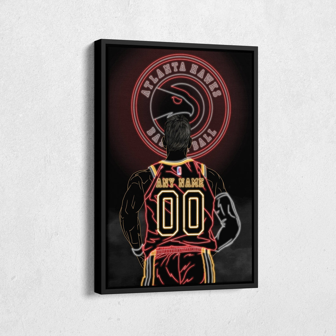 Atlanta Hawks Personalized Jersey Canvas | Neon Wall Art - CanvasNeon