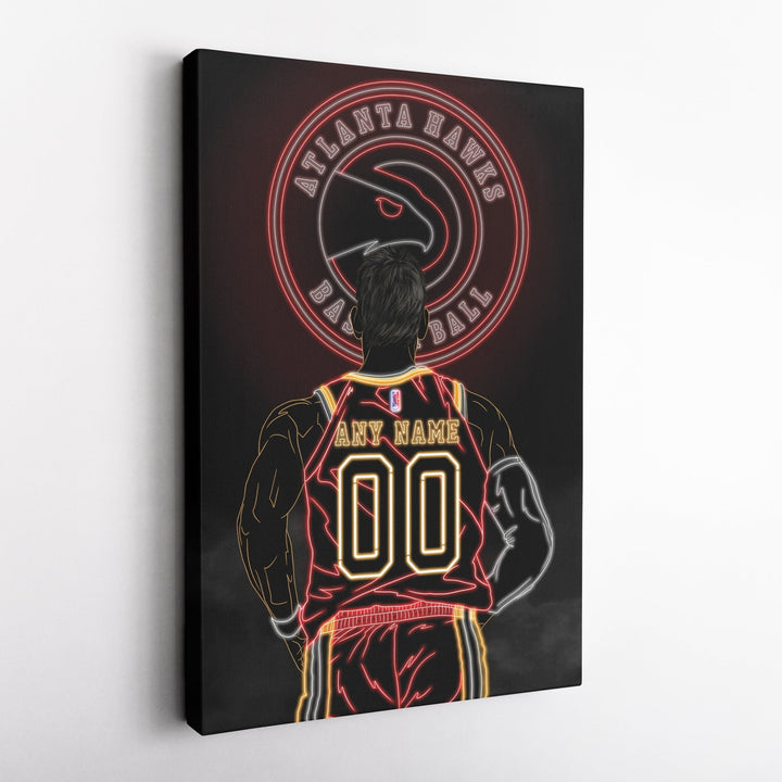 Atlanta Hawks Personalized Jersey Canvas | Neon Wall Art - CanvasNeon