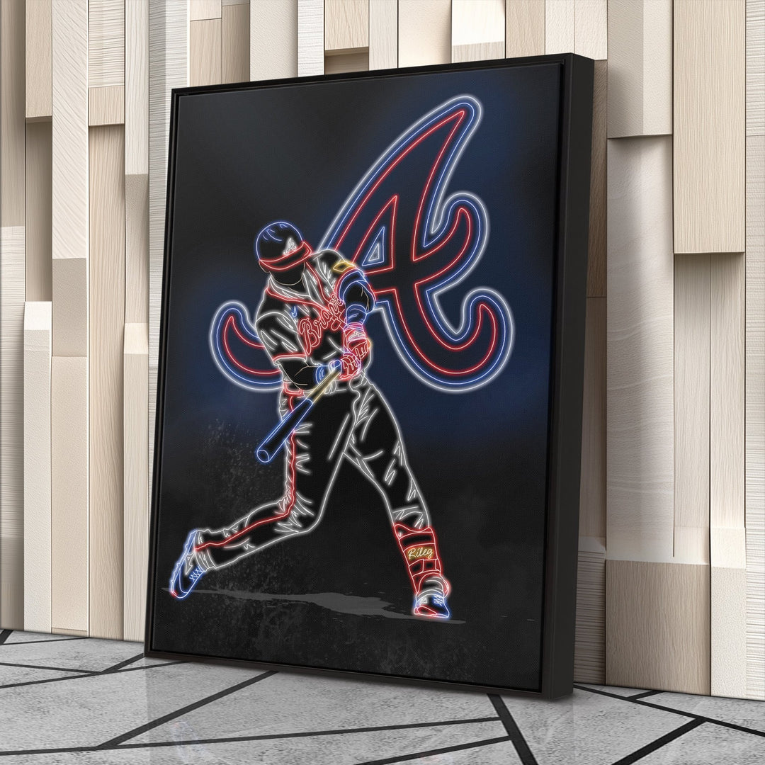 Austin Riley Neon Canvas Art | Braves Wall Decor - CanvasNeon