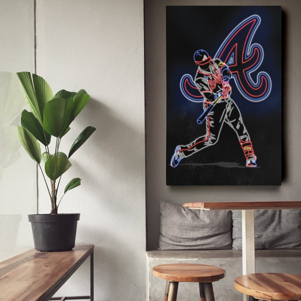 Austin Riley Neon Canvas Art | Braves Wall Decor - CanvasNeon