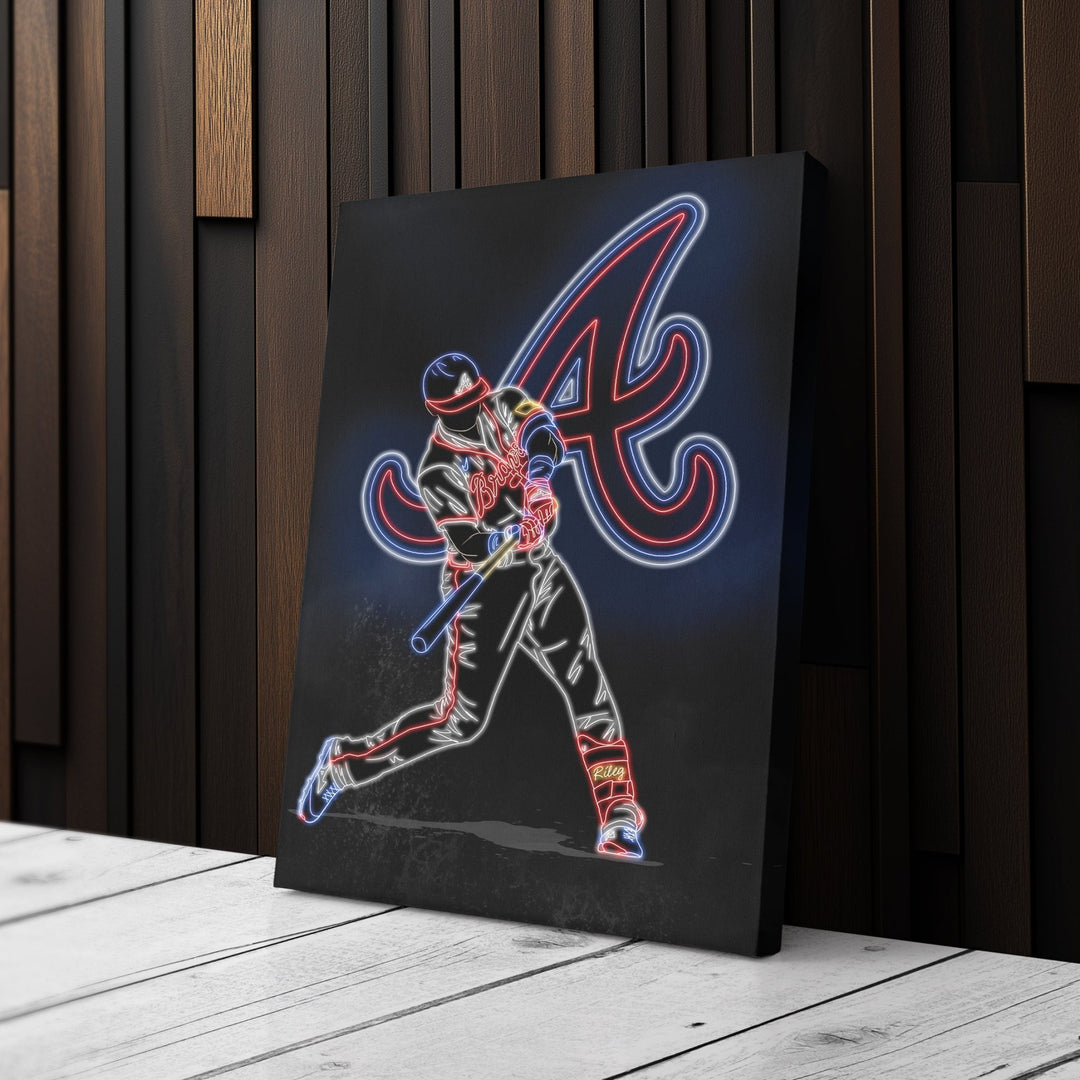 Austin Riley Neon Canvas Art | Braves Wall Decor - CanvasNeon