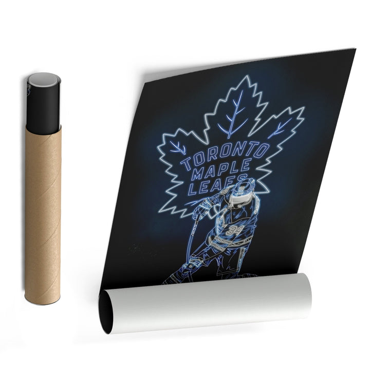Auston Matthews Neon Canvas Art | Leafs Wall Decor - CanvasNeon
