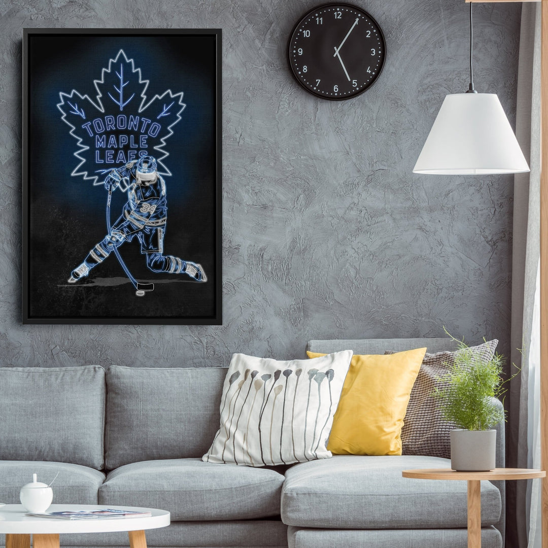 Auston Matthews Neon Canvas Art | Leafs Wall Decor - CanvasNeon