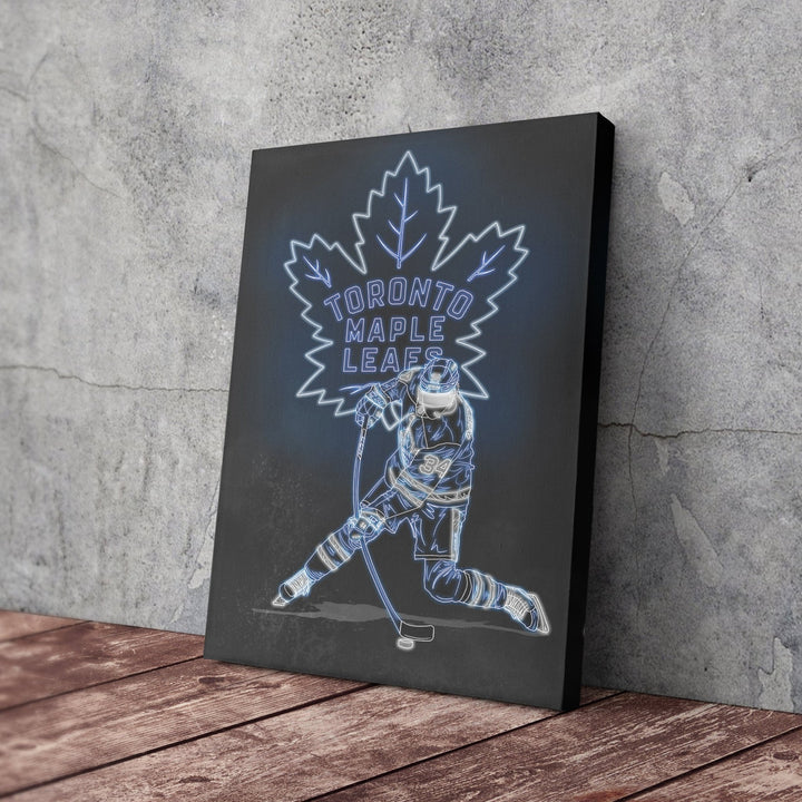 Auston Matthews Neon Canvas Art | Leafs Wall Decor - CanvasNeon