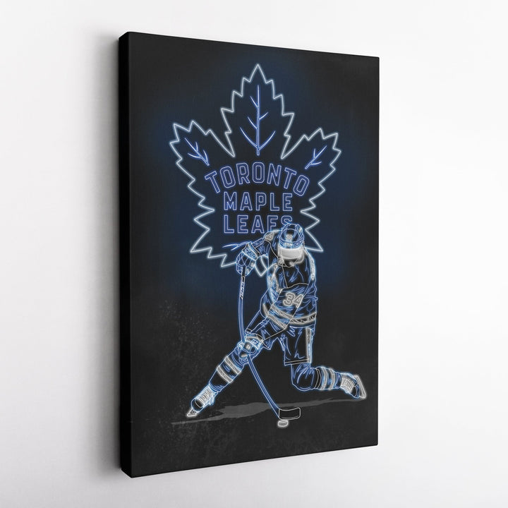 Auston Matthews Neon Canvas Art | Leafs Wall Decor - CanvasNeon