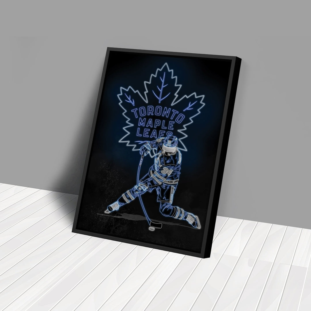 Auston Matthews Neon Canvas Art | Leafs Wall Decor - CanvasNeon