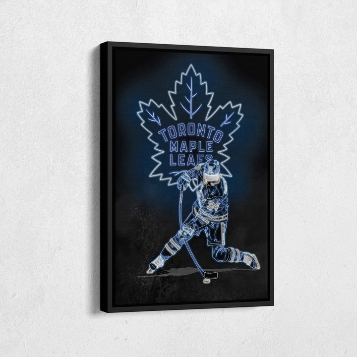 Auston Matthews Neon Canvas Art | Leafs Wall Decor - CanvasNeon