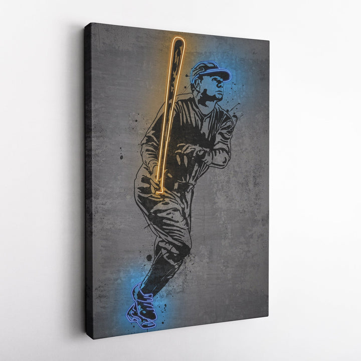 Babe Ruth Neon Canvas Art | Modern Wall Decor for Yankees Fans - CanvasNeon