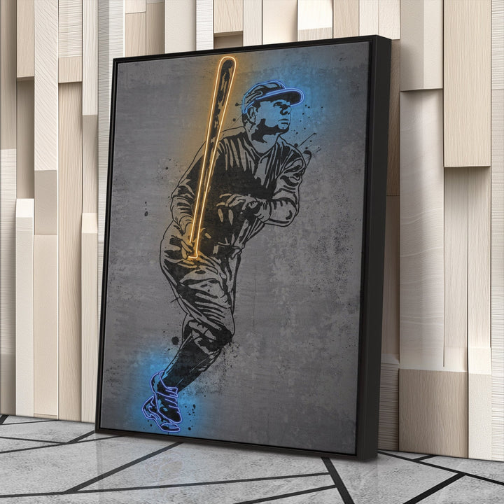 Babe Ruth Neon Canvas Art | Modern Wall Decor for Yankees Fans - CanvasNeon
