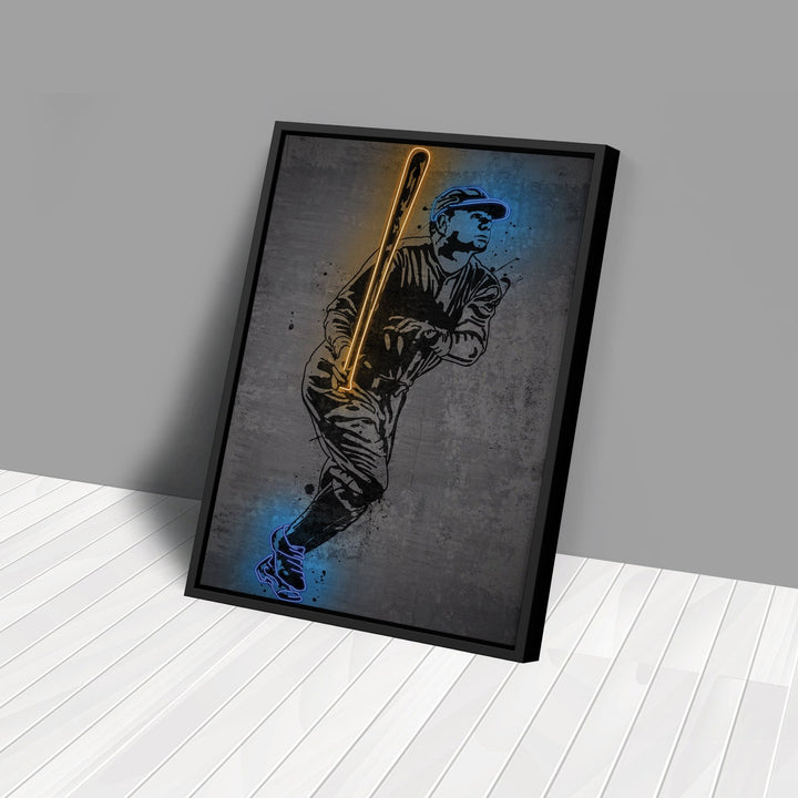 Babe Ruth Neon Canvas Art | Modern Wall Decor for Yankees Fans - CanvasNeon