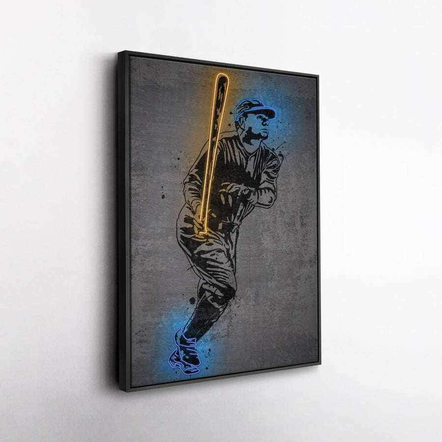 Babe Ruth Neon Canvas Art | Modern Wall Decor for Yankees Fans - CanvasNeon