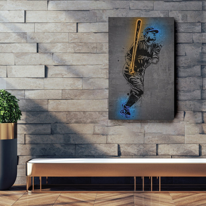 Babe Ruth Neon Canvas Art | Modern Wall Decor for Yankees Fans - CanvasNeon