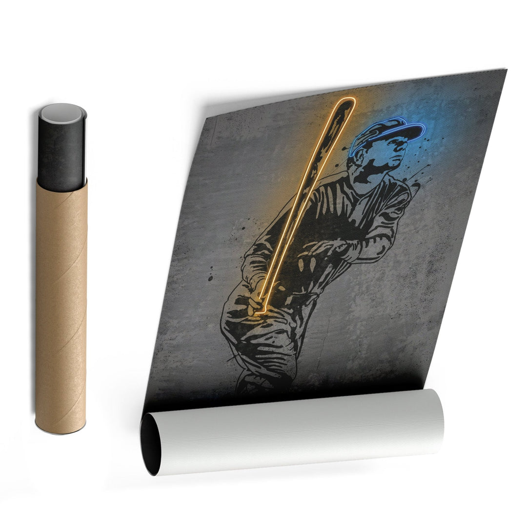 Babe Ruth Neon Canvas Art | Modern Wall Decor for Yankees Fans - CanvasNeon