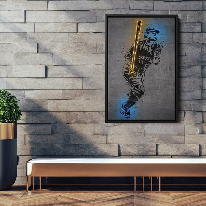 Babe Ruth Neon Canvas Art | Modern Wall Decor for Yankees Fans - CanvasNeon