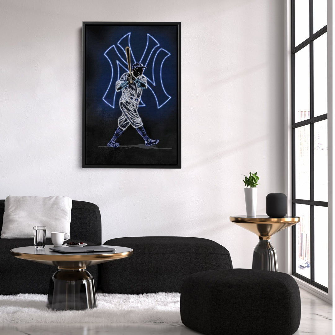 Babe Ruth Neon Canvas Art | Yankees Wall Decor - CanvasNeon