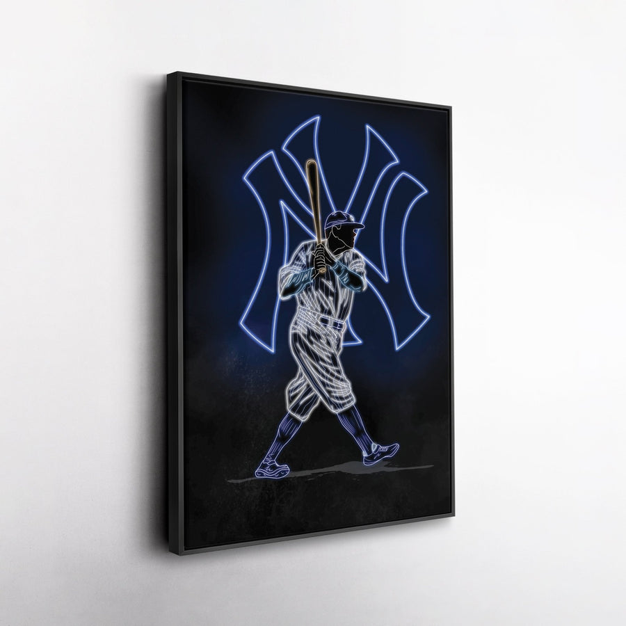 Babe Ruth Neon Canvas Art | Yankees Wall Decor - CanvasNeon