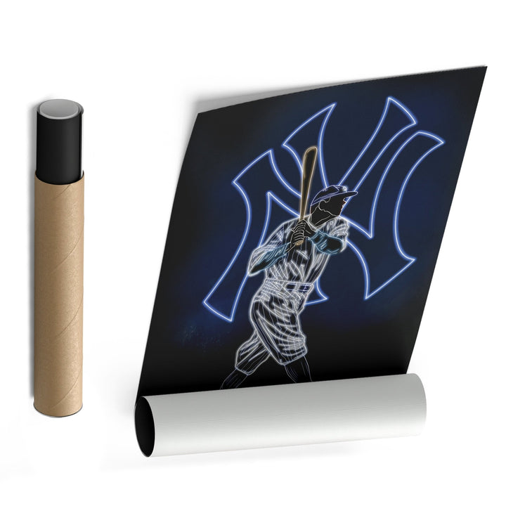 Babe Ruth Neon Canvas Art | Yankees Wall Decor - CanvasNeon