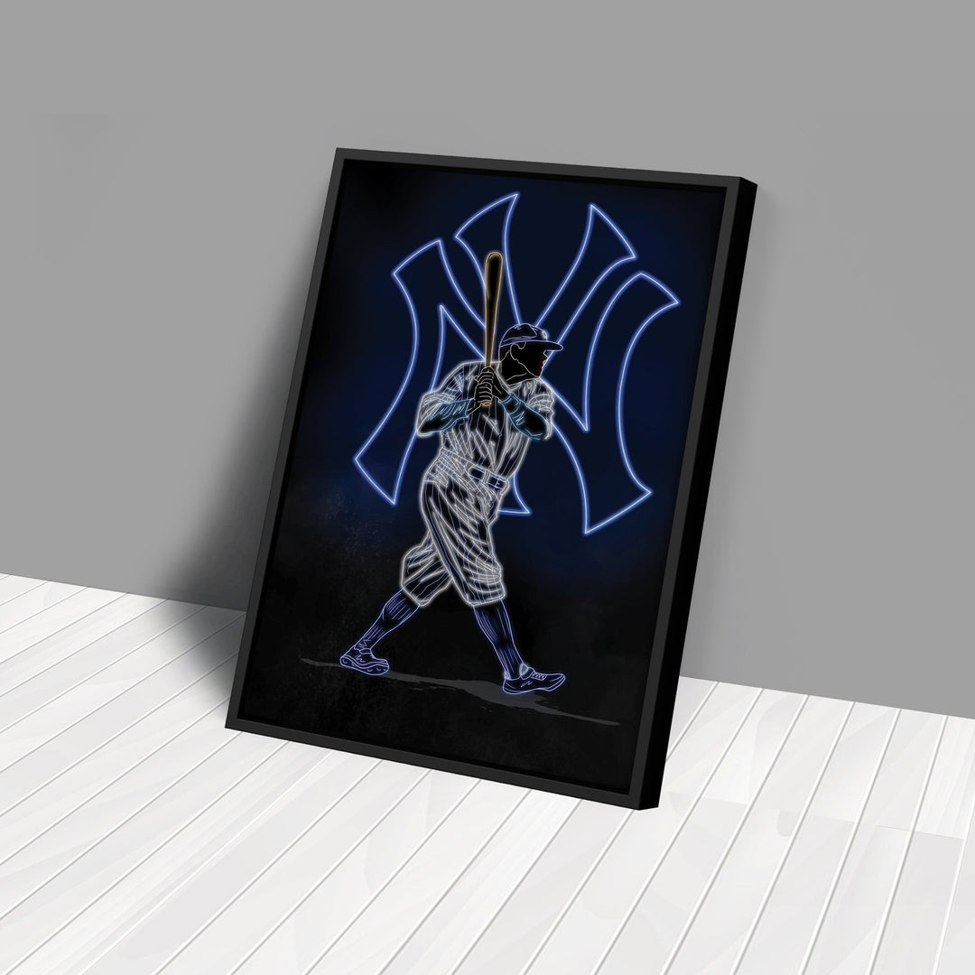 Babe Ruth Neon Canvas Art | Yankees Wall Decor - CanvasNeon