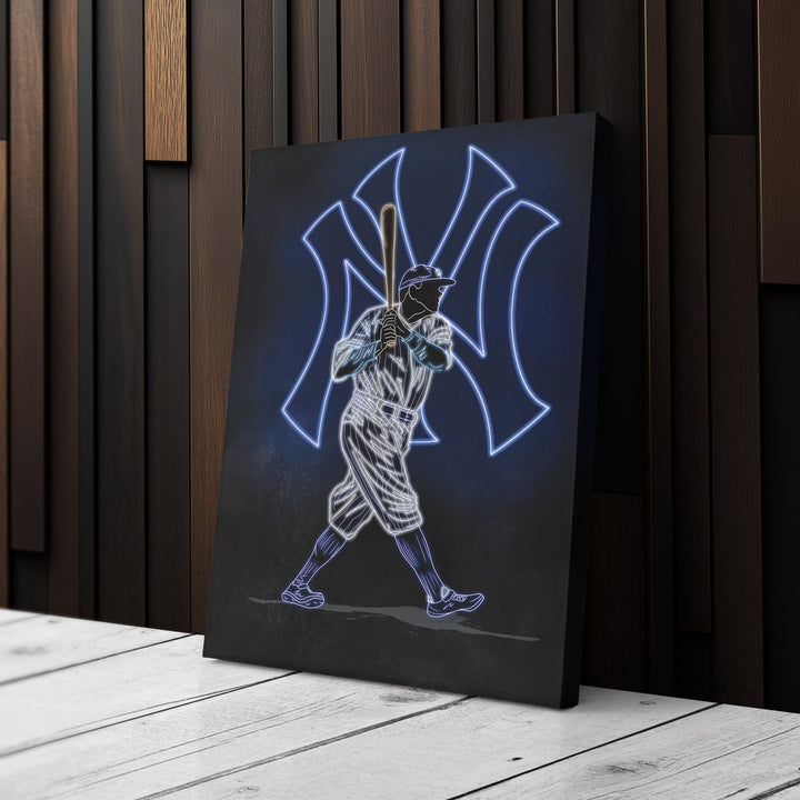 Babe Ruth Neon Canvas Art | Yankees Wall Decor - CanvasNeon