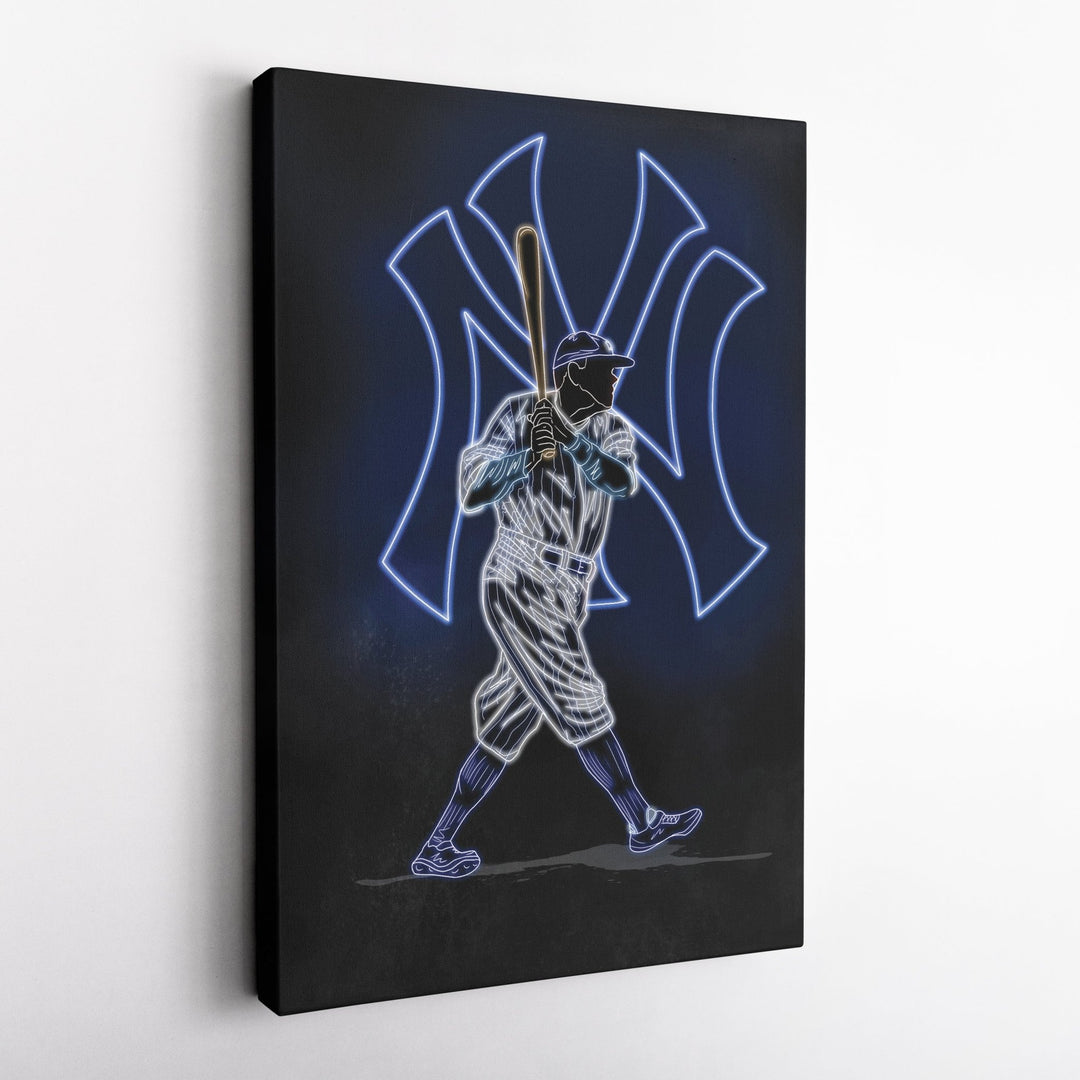 Babe Ruth Neon Canvas Art | Yankees Wall Decor - CanvasNeon