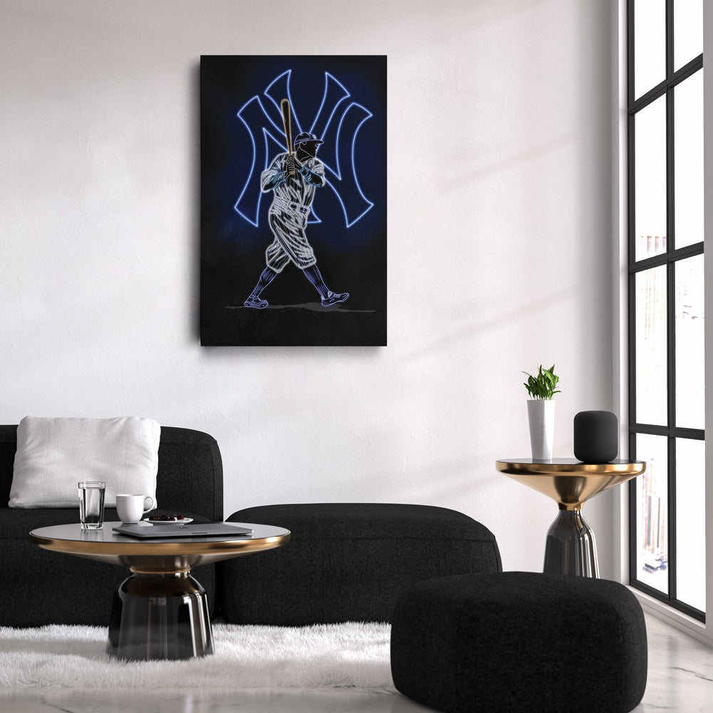 Babe Ruth Neon Canvas Art | Yankees Wall Decor - CanvasNeon