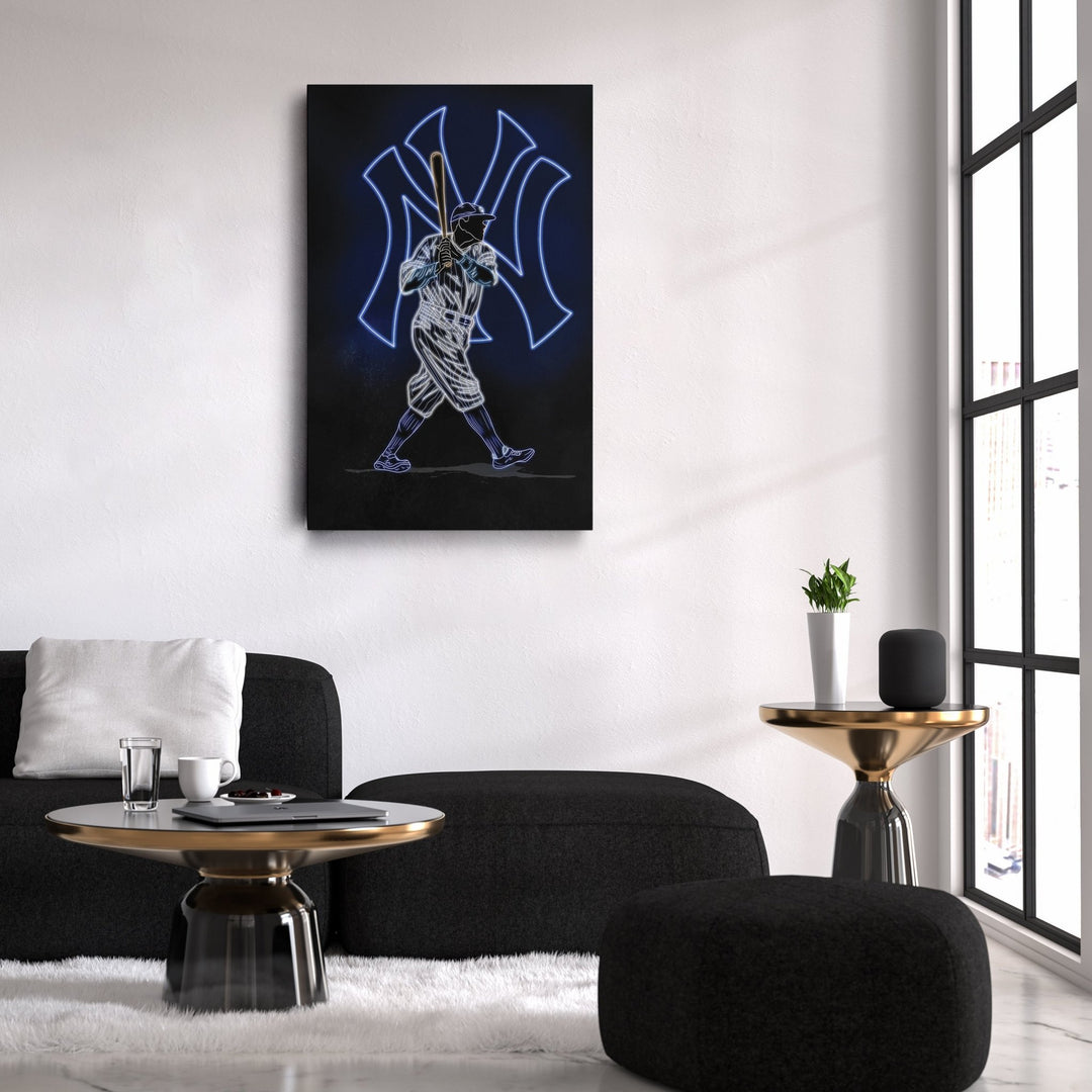 Babe Ruth Neon Canvas Art | Yankees Wall Decor - CanvasNeon