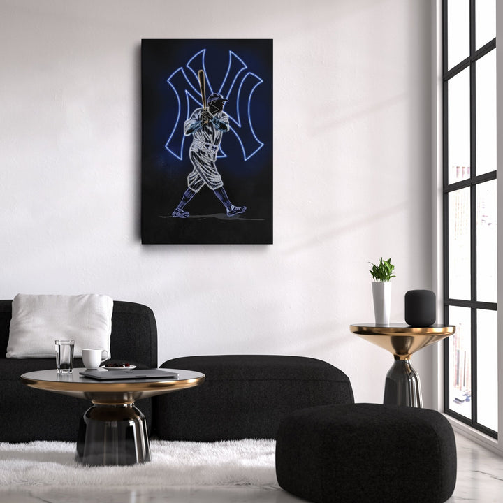 Babe Ruth Neon Canvas Art | Yankees Wall Decor - CanvasNeon