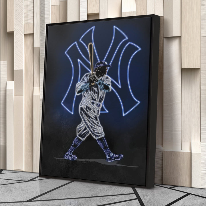 Babe Ruth Neon Canvas Art | Yankees Wall Decor - CanvasNeon