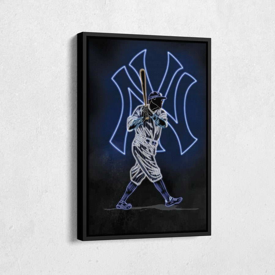 Babe Ruth Neon Canvas Art | Yankees Wall Decor - CanvasNeon