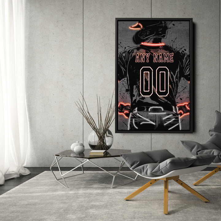 Baltimore Orioles Custom Jersey Canvas | Neon Wall Art - CanvasNeon