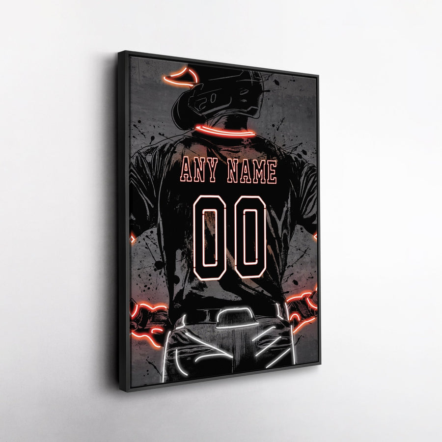 Baltimore Orioles Custom Jersey Canvas | Neon Wall Art - CanvasNeon