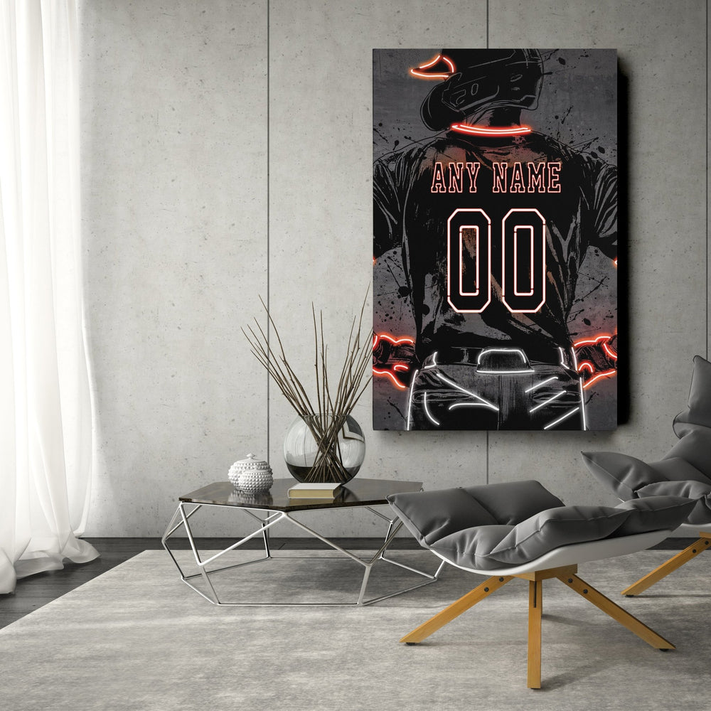 Baltimore Orioles Custom Jersey Canvas | Neon Wall Art - CanvasNeon