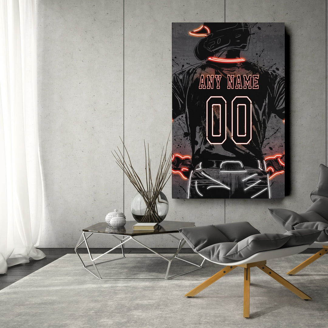 Baltimore Orioles Custom Jersey Canvas | Neon Wall Art - CanvasNeon