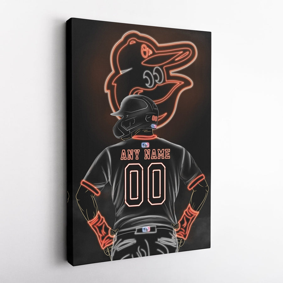 Baltimore Orioles Personalized Jersey Canvas | Neon Wall Art - CanvasNeon