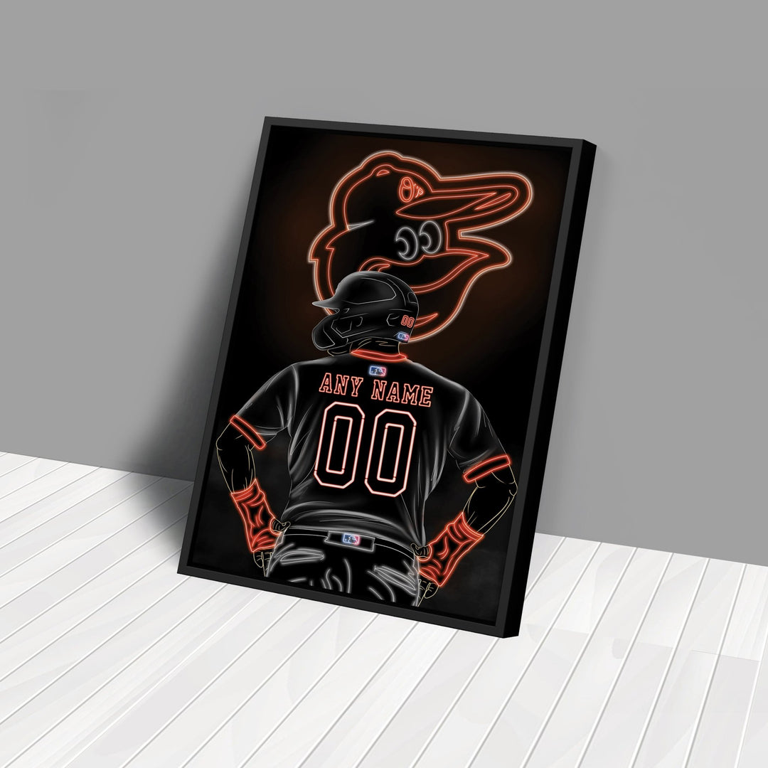 Baltimore Orioles Personalized Jersey Canvas | Neon Wall Art - CanvasNeon