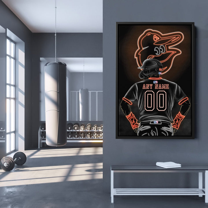 Baltimore Orioles Personalized Jersey Canvas | Neon Wall Art - CanvasNeon
