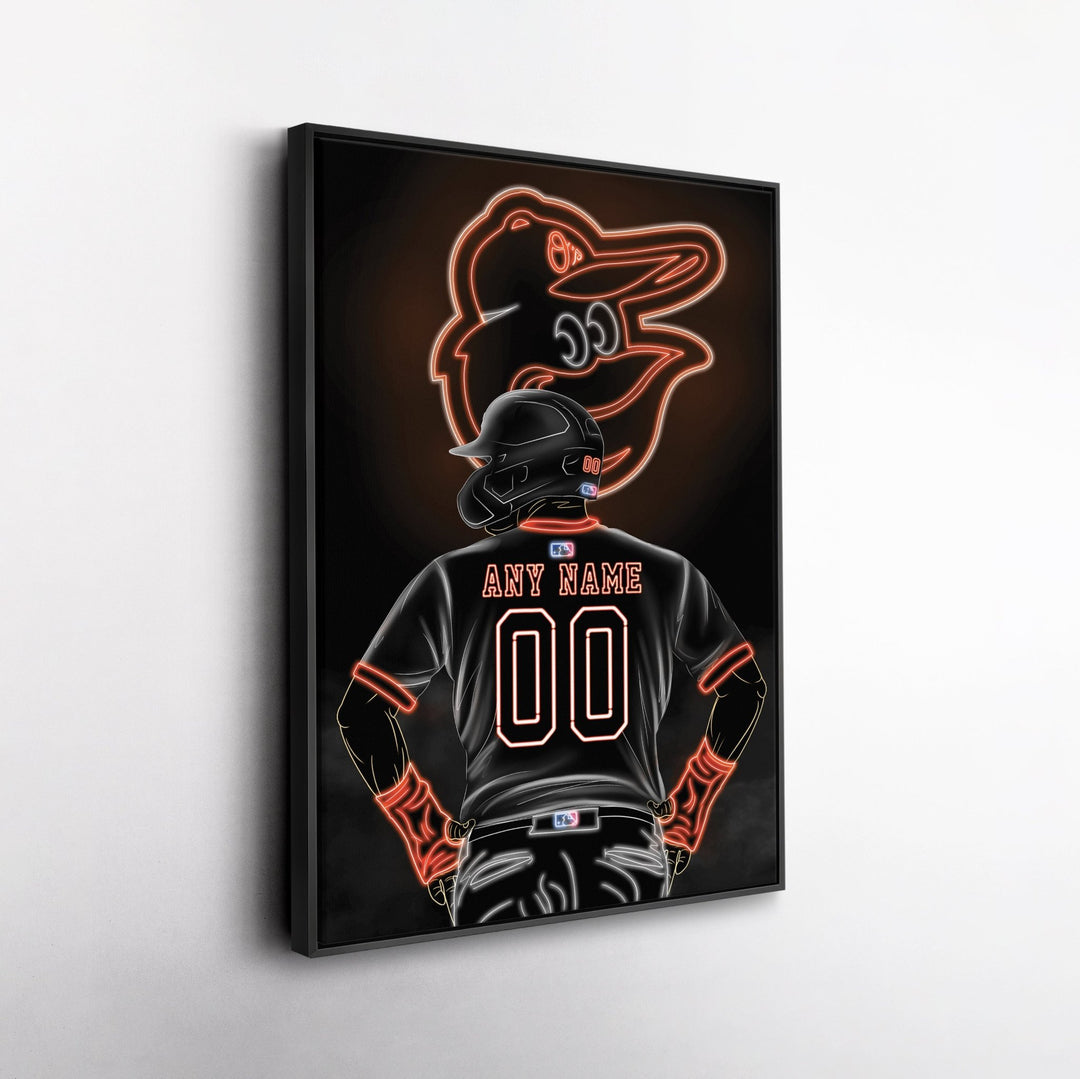 Baltimore Orioles Personalized Jersey Canvas | Neon Wall Art - CanvasNeon