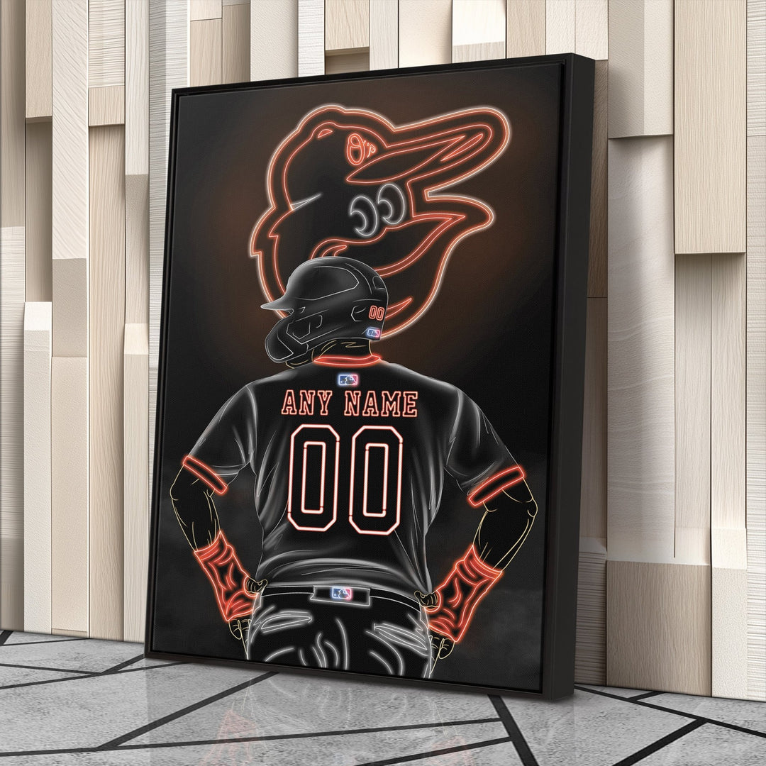 Baltimore Orioles Personalized Jersey Canvas | Neon Wall Art - CanvasNeon