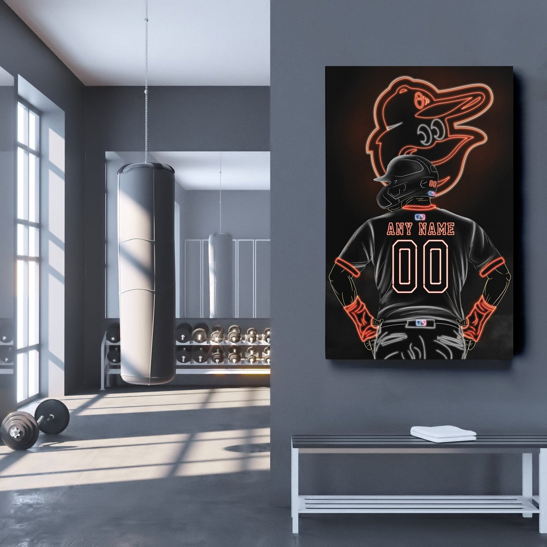 Baltimore Orioles Personalized Jersey Canvas | Neon Wall Art - CanvasNeon
