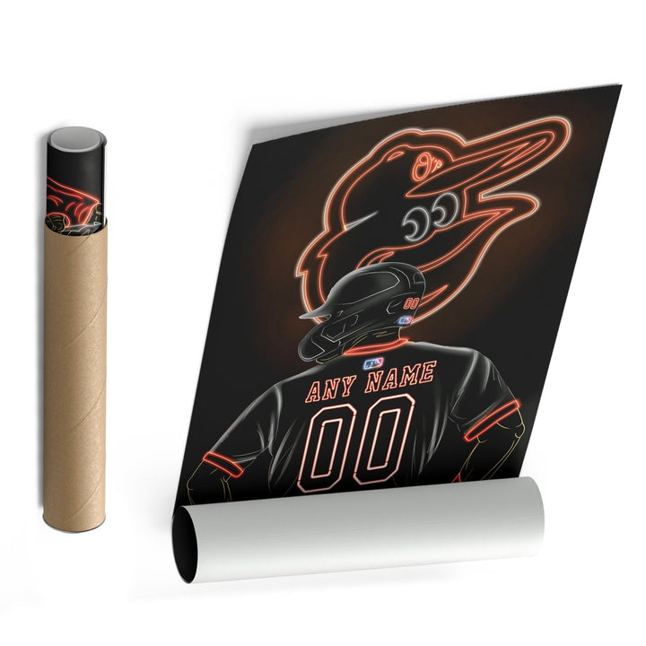 Baltimore Orioles Personalized Jersey Canvas | Neon Wall Art - CanvasNeon