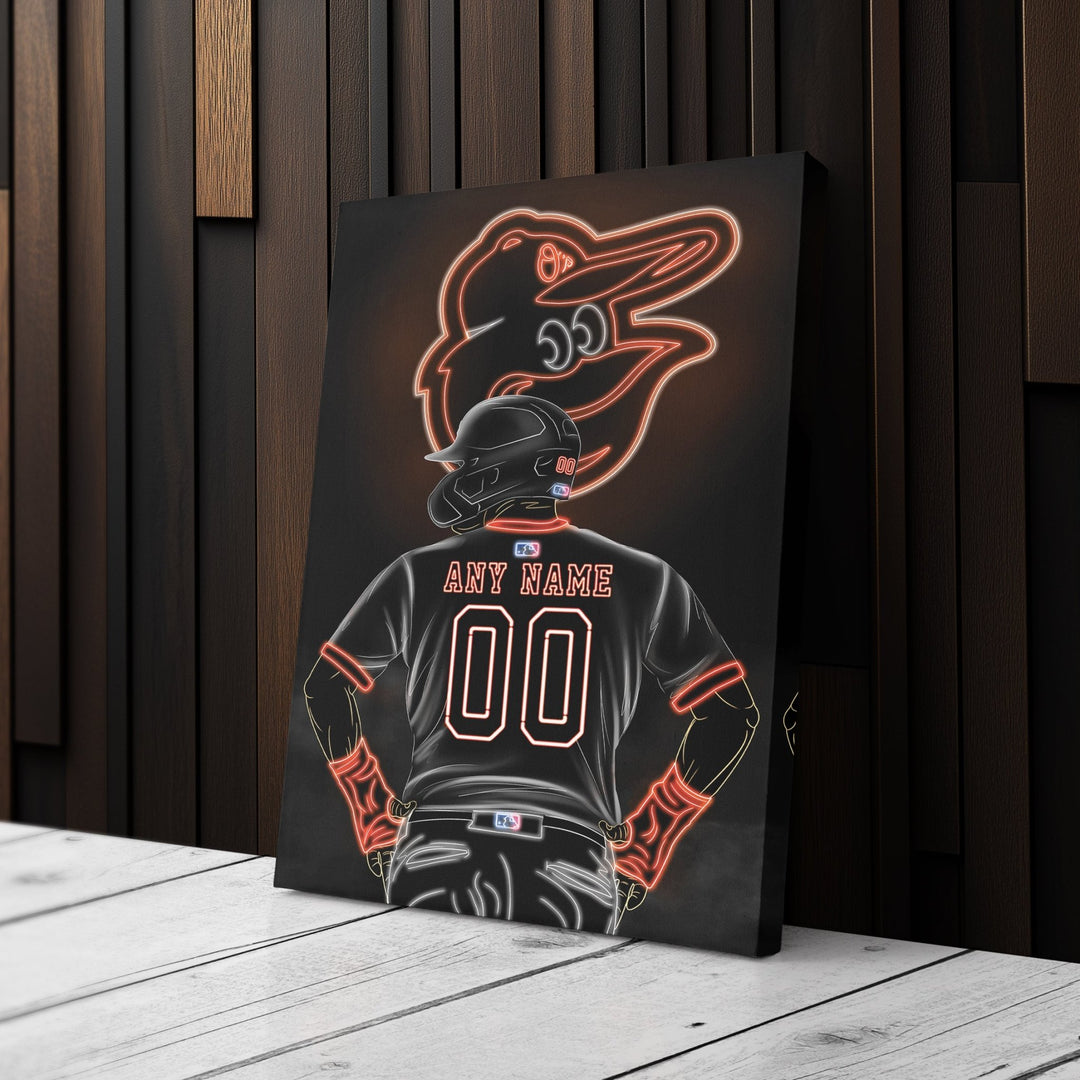 Baltimore Orioles Personalized Jersey Canvas | Neon Wall Art - CanvasNeon