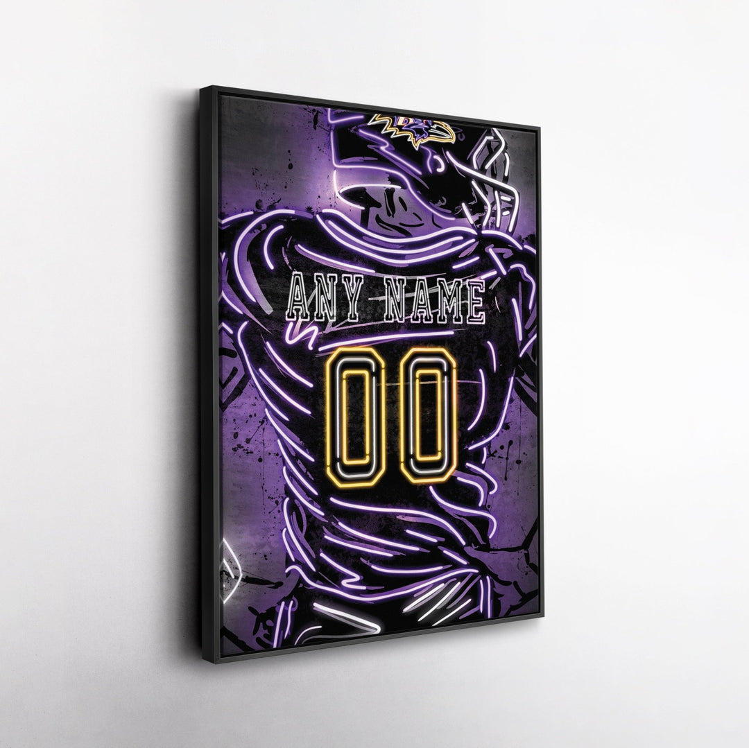 Baltimore Ravens Custom Jersey Canvas | Neon Wall Art - CanvasNeon
