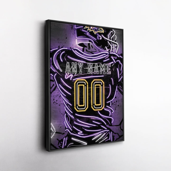 Baltimore Ravens Custom Jersey Canvas | Neon Wall Art - CanvasNeon