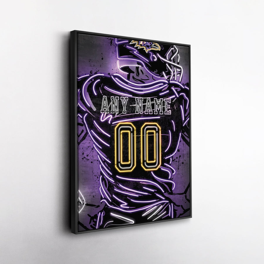 Baltimore Ravens Custom Jersey Canvas | Neon Wall Art - CanvasNeon