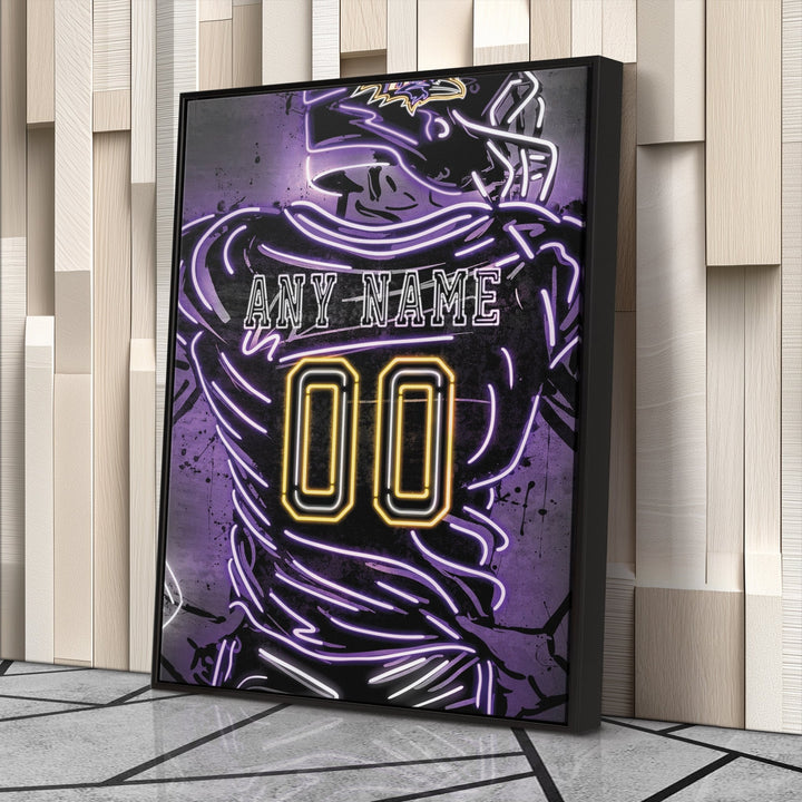 Baltimore Ravens Custom Jersey Canvas | Neon Wall Art - CanvasNeon