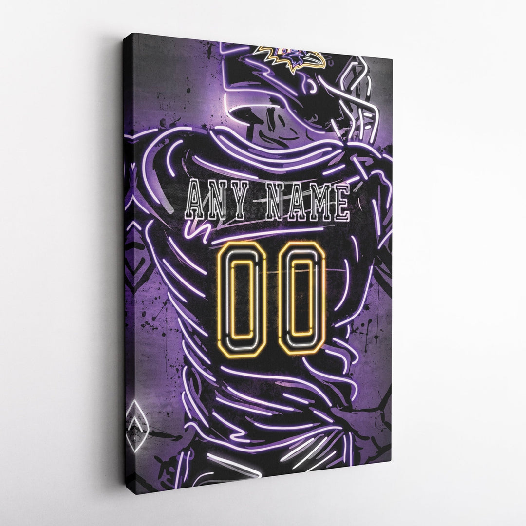 Baltimore Ravens Custom Jersey Canvas | Neon Wall Art - CanvasNeon
