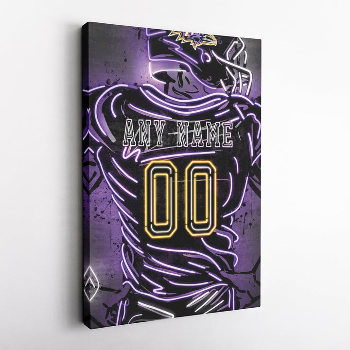 Baltimore Ravens Custom Jersey Canvas | Neon Wall Art - CanvasNeon