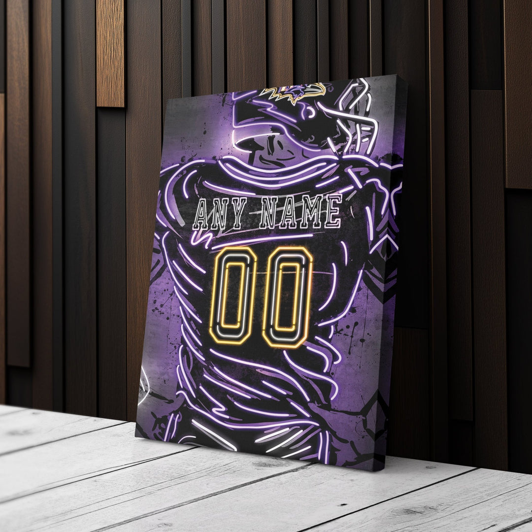 Baltimore Ravens Custom Jersey Canvas | Neon Wall Art - CanvasNeon