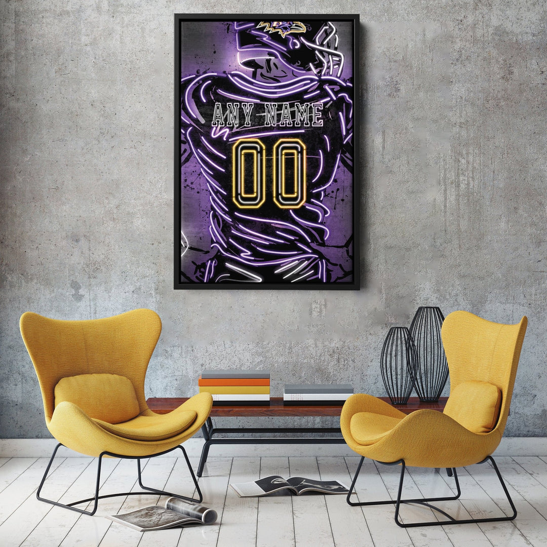 Baltimore Ravens Custom Jersey Canvas | Neon Wall Art - CanvasNeon